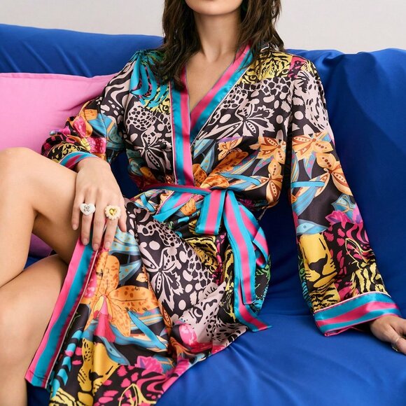 Other - Multicolor Casual Women's Floral & Botanical Silk Robe